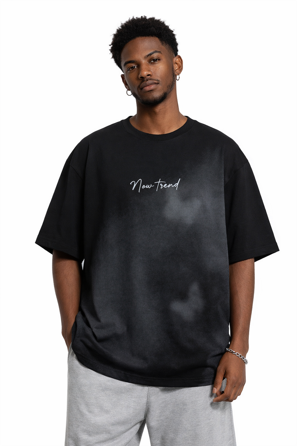 Inkjet Gradient Cotton T-Shirt – Loose Fit Street Fashion Tee