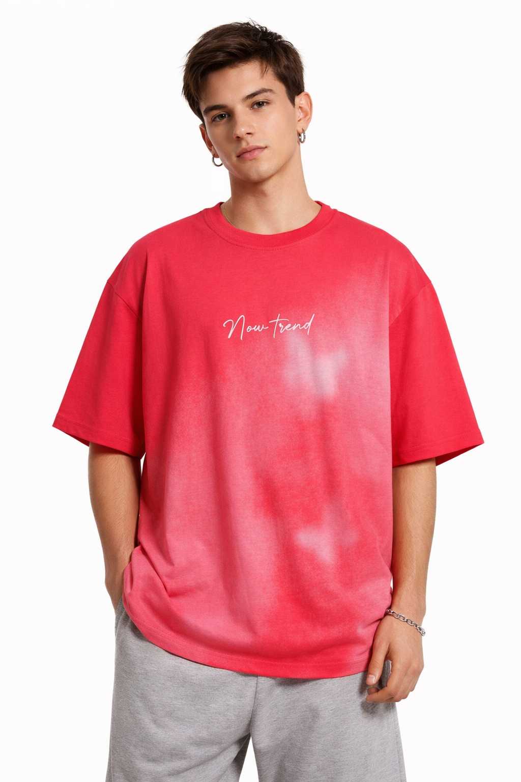 Inkjet Gradient Cotton T-Shirt – Loose Fit Street Fashion Tee