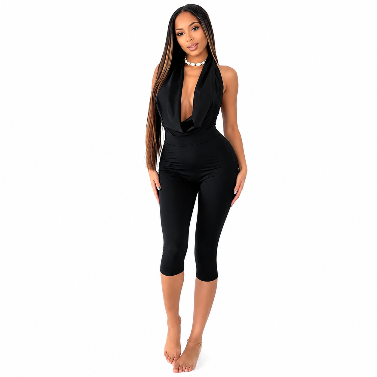 Luna Backless Capri Jumpsuit