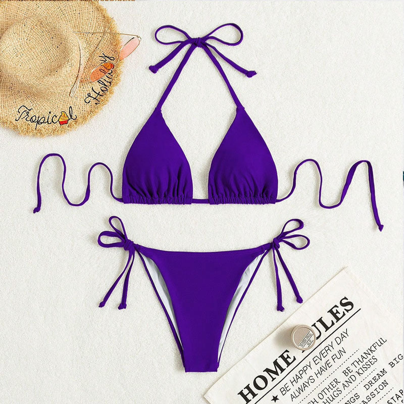 Sexy Hot Girl Halter Bikini Split Swimsuit