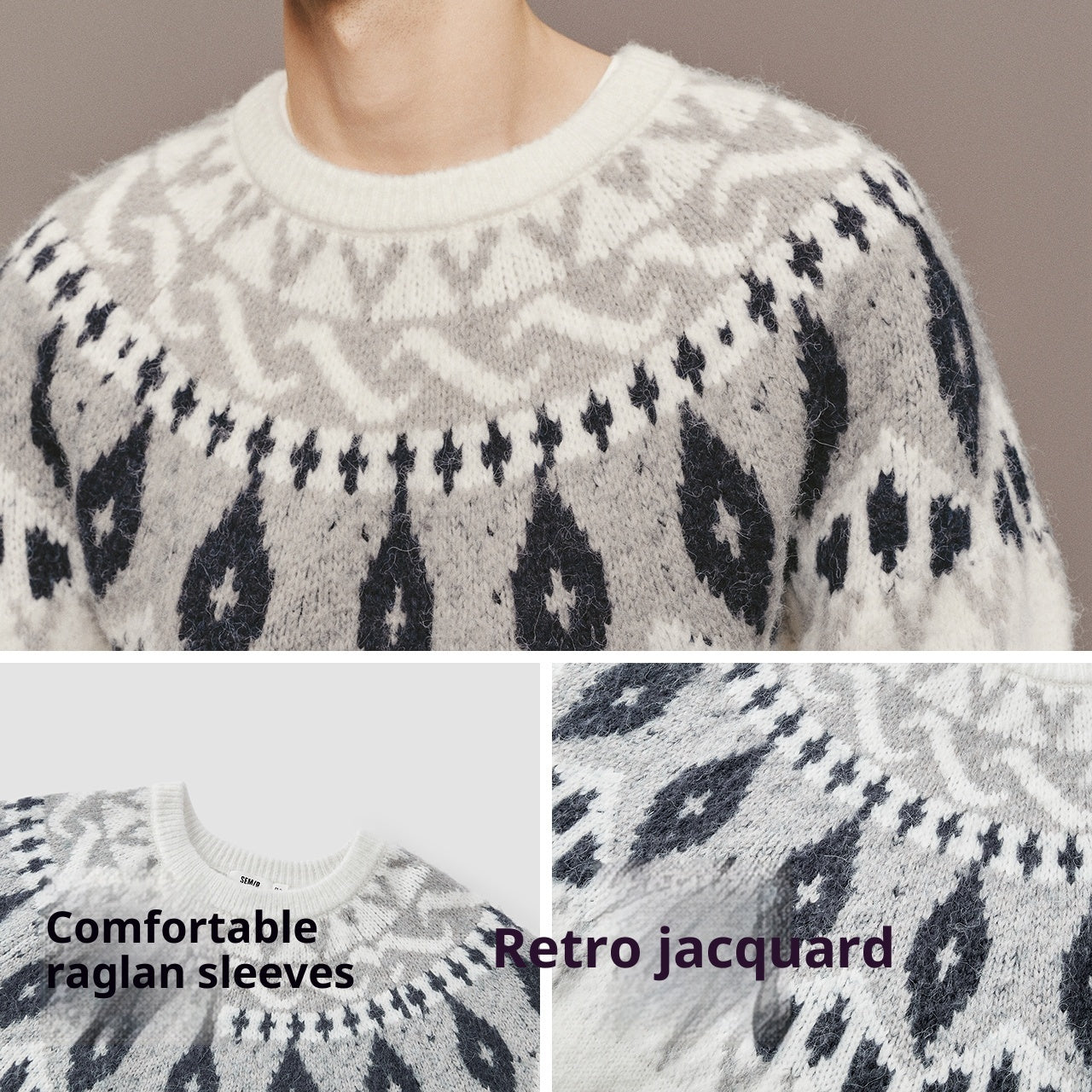 Sixmilude Men’s Jacquard Knit Sweater