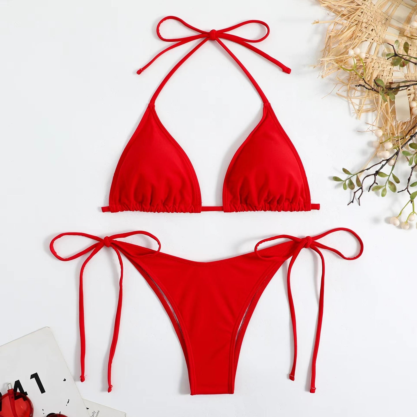 Sexy Hot Girl Halter Bikini Split Swimsuit