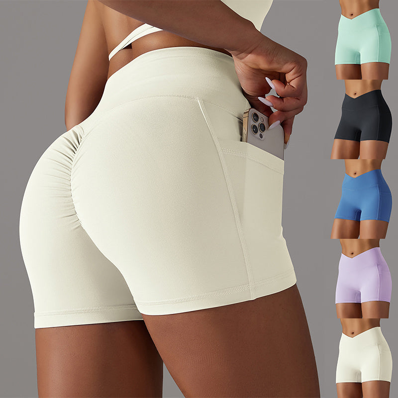 Sixmilude Yoga Shorts With Phone Pocket Design Fitness