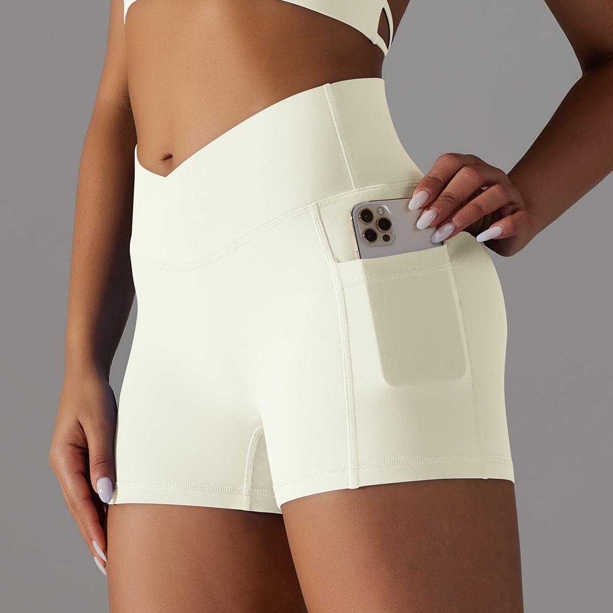 Sixmilude Yoga Shorts With Phone Pocket Design Fitness