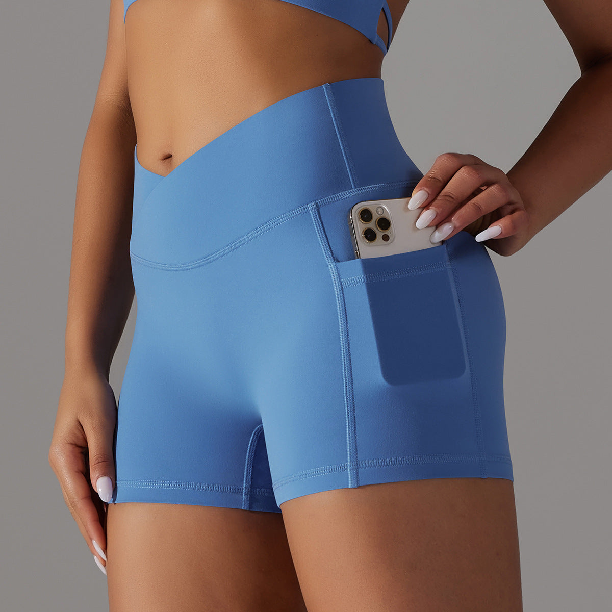 Sixmilude Yoga Shorts With Phone Pocket Design Fitness