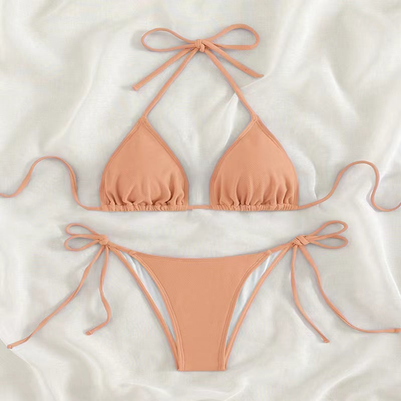 Sexy Hot Girl Halter Bikini Split Swimsuit